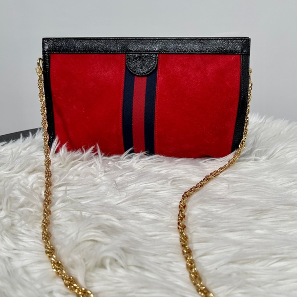 Gucci Ophidia Red Suede Chain Shoulder Bag - Picture 4 of 14
